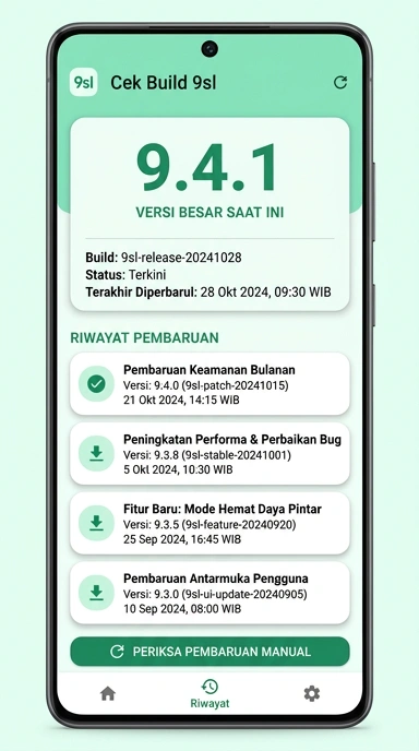 Tampilan riwayat versi 9sl