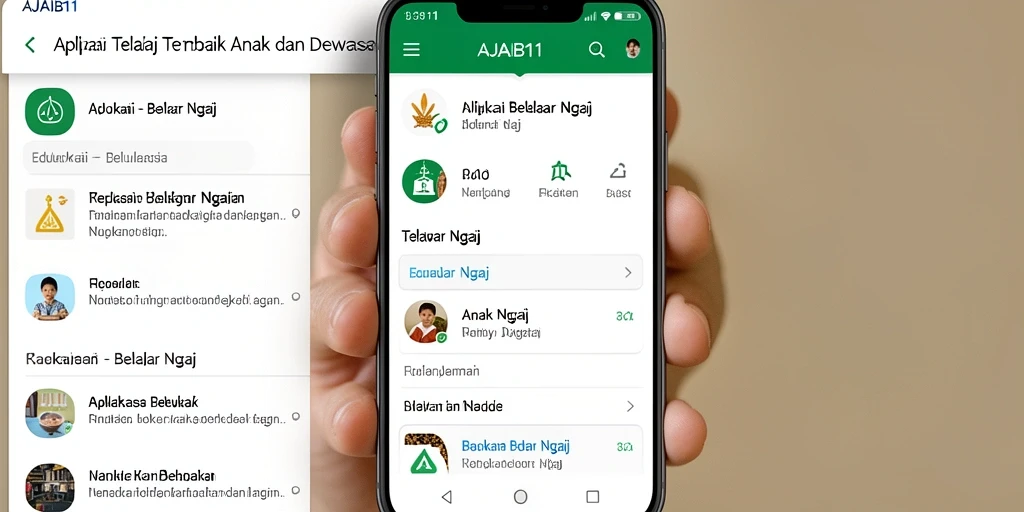 Antarmuka pengguna AJAIB11 yang ramah dan edukatif saat belajar ngaji.