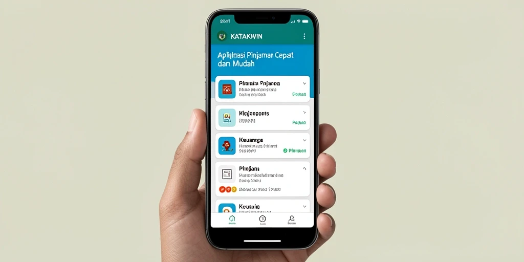 Tampilan antarmuka aplikasi KATAKWIN untuk pinjaman yang mudah digunakan.