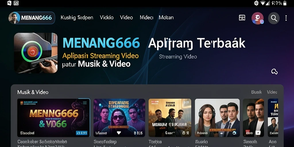 Tampilan antarmuka utama aplikasi MENANG666 untuk Streaming Video.